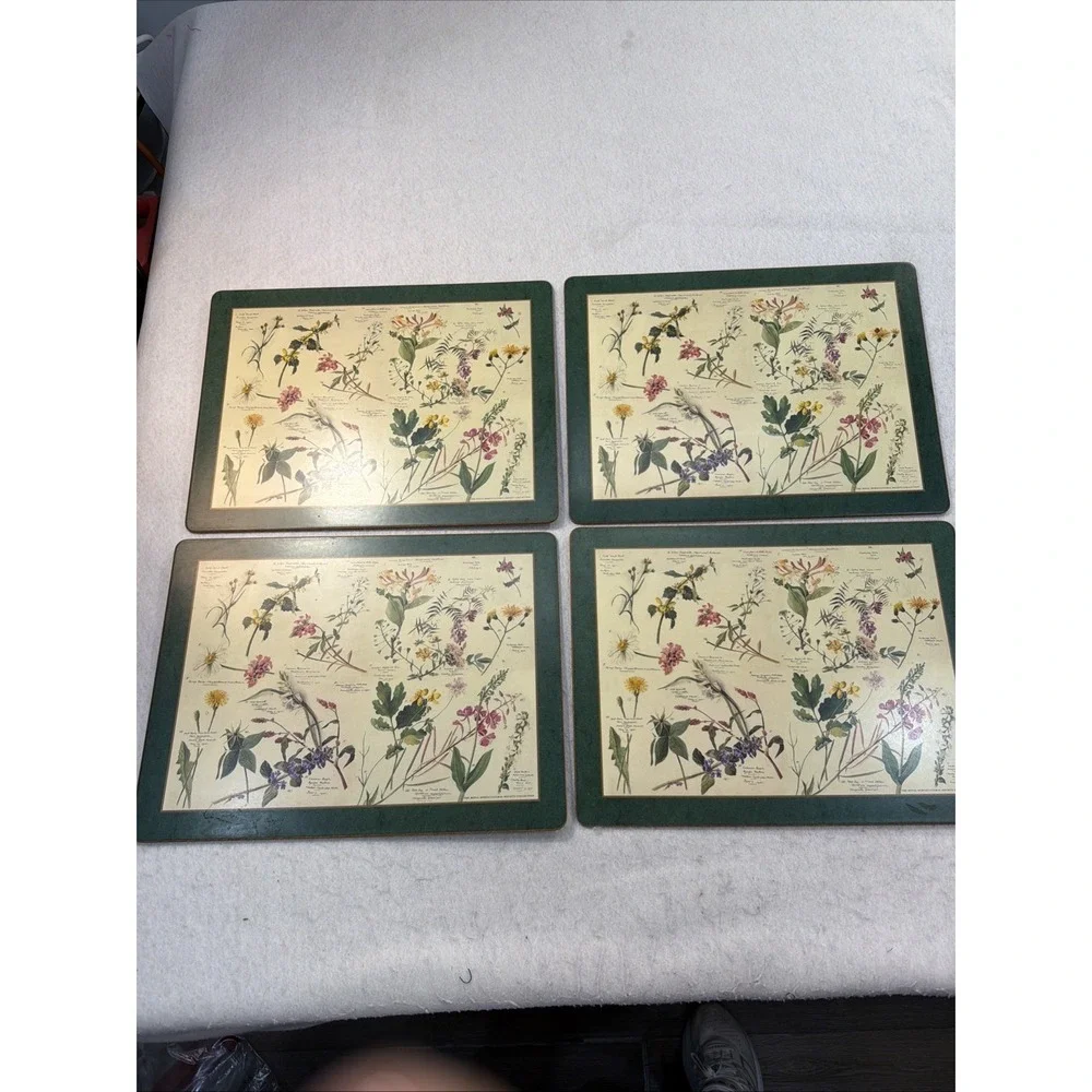 Set Of 4 Pimpernel Royal Horticulture Society Floral Cork Back Placemats England